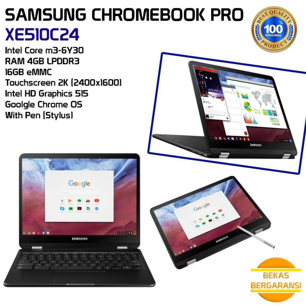 Samsung Chromebook Pro XE510C24 With Stylus Pen Intel M3-6Y30 4GB DDR3 16GB eMMC Touchscreen