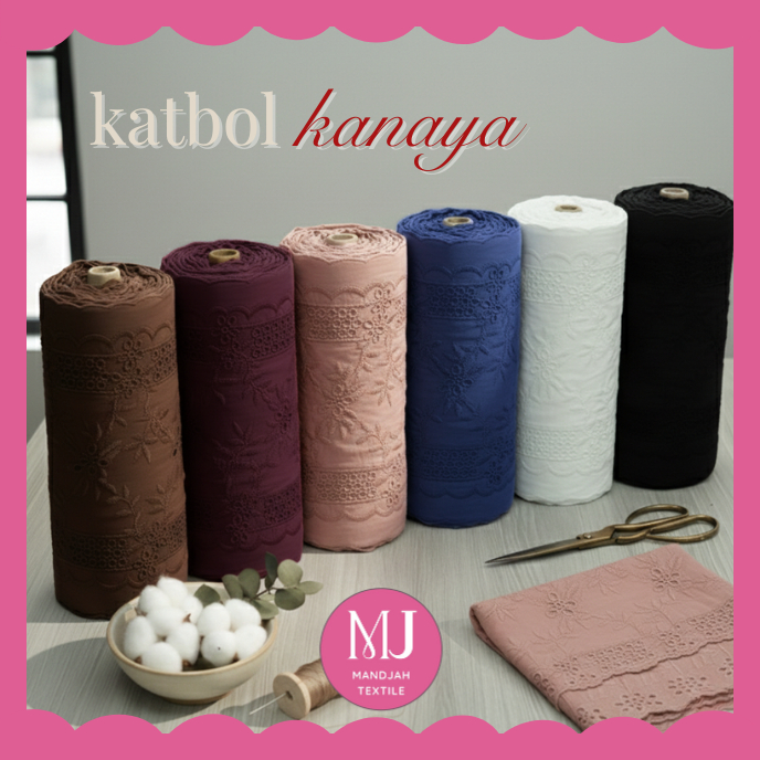 Kain Katbol Katun Bordir Bolong "KANAYA" Premium Motif PREMIUM Halus Murah Per Setengah Meter Untuk 