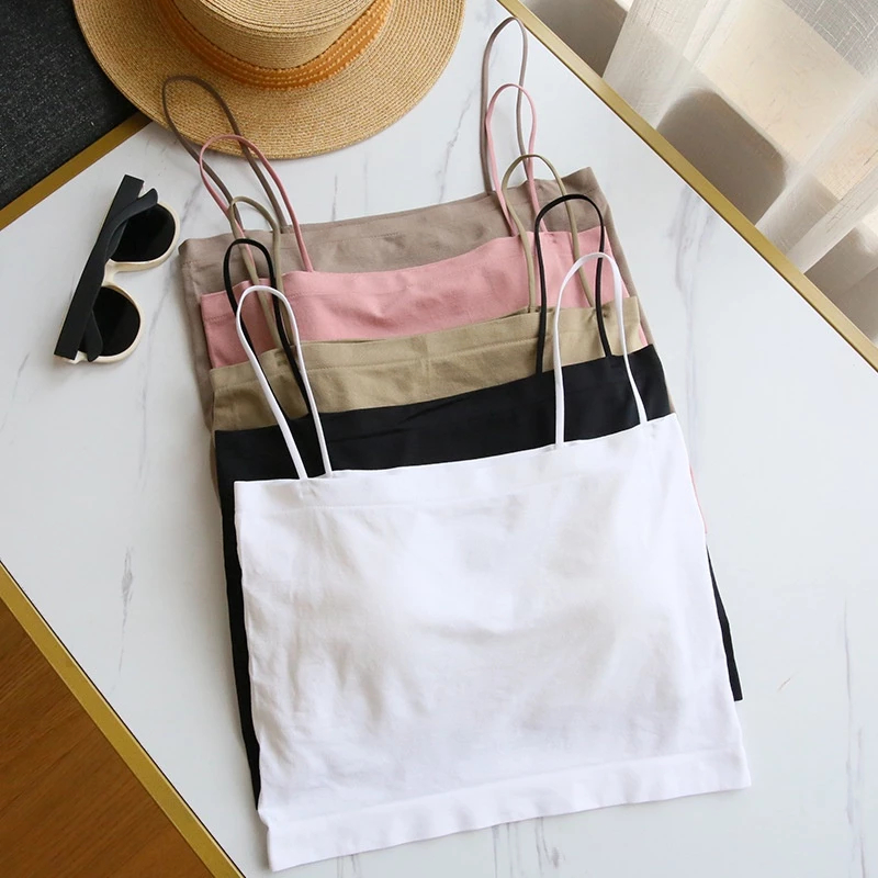 SWAN - Tanktop Bra Wanita Tank Top Square Tali Spaghetti Tanktop Bra Crop Top Korea Style Premium