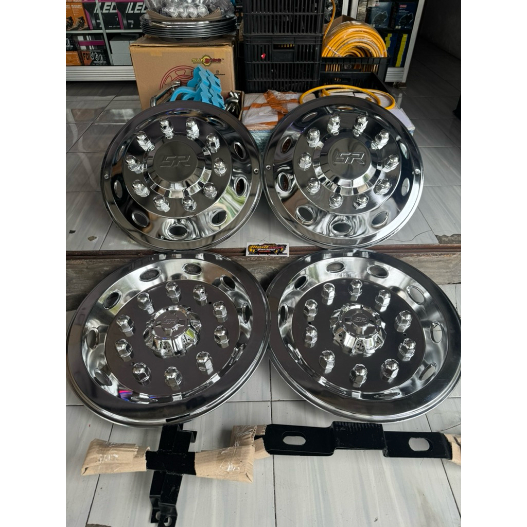 1 Set (4 PCS)Whelldop Ring 20 SR PARIWISATA Chrom Whelldop ring 20 BUS PARIWISATA Welldop Cover Velg