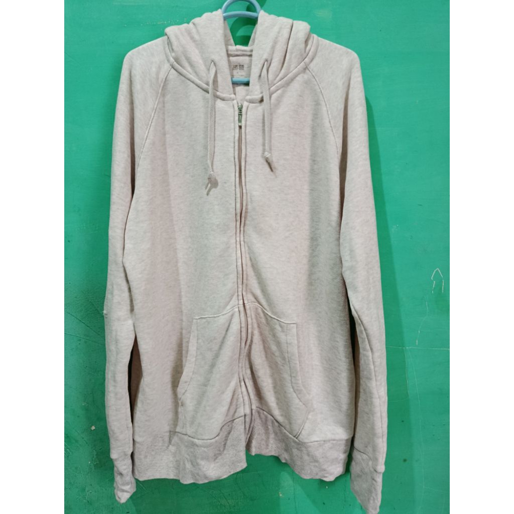 Hoodie Uniqlo Off White Zipper Original Preloved