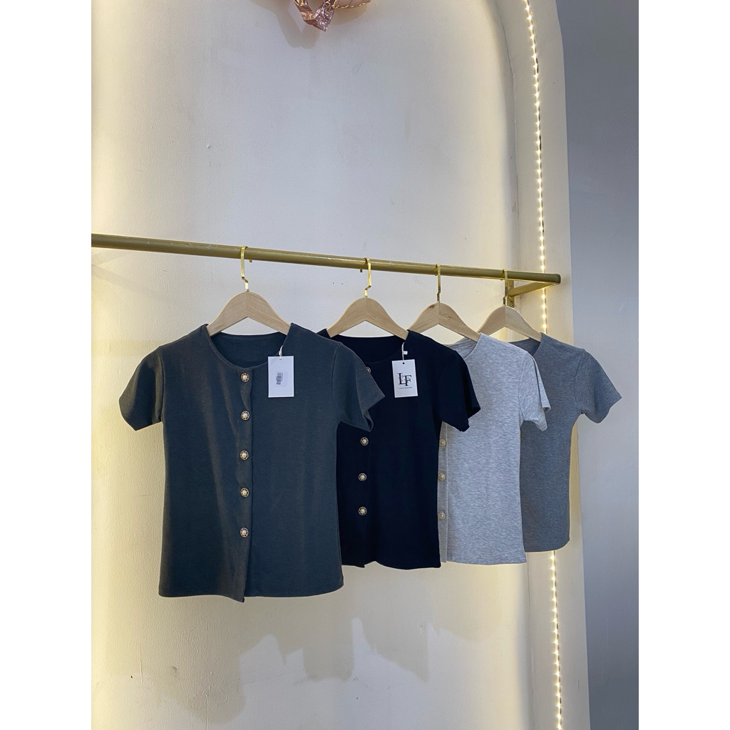 Harga grosir baju crop top lengan pendek berkancing