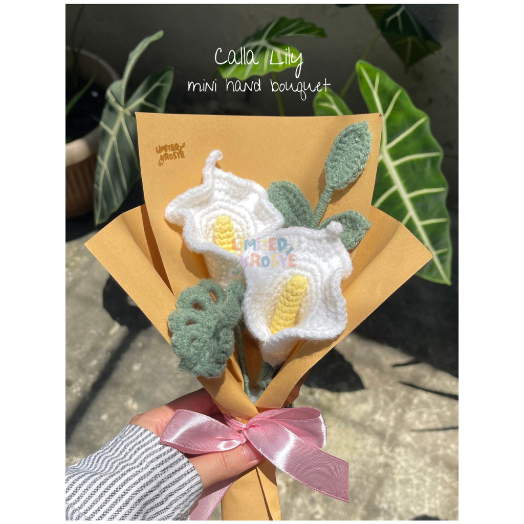mini hand bouquet crochet calla lily | buket bunga rajut kecil calla lily | crochet calla lily flowe