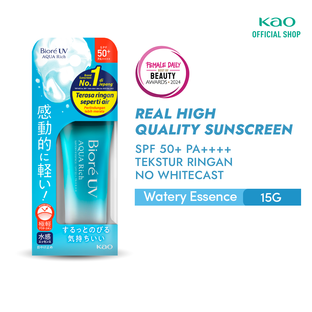 Biore UV Aqua Rich Skincare Sunscreen Waterproof Double UV Filter Watery Essence 15GR