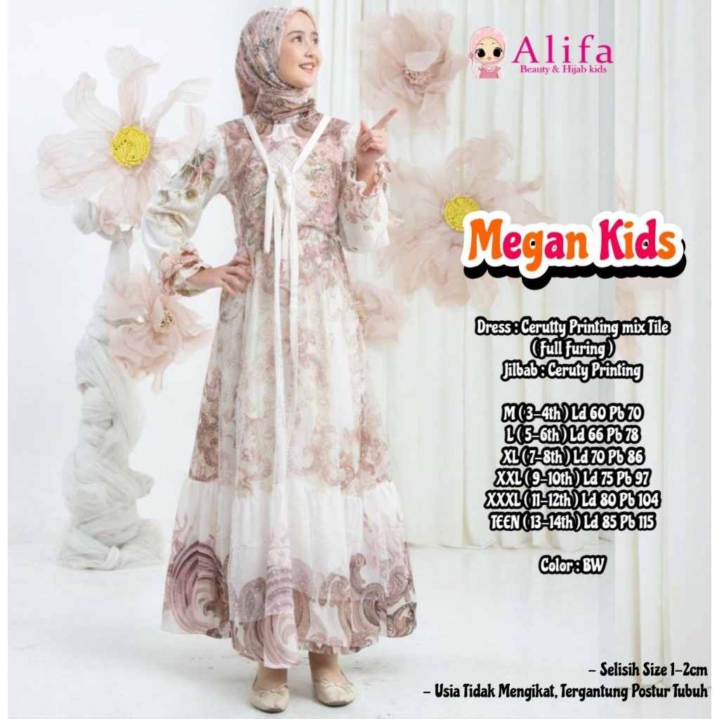 MEGAN SET KIDS ORI ALIFA // Baju Lebaran Anak Tanggung One Set Gamis Remaja Kekinian Terbaru