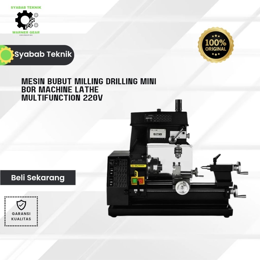 Mesin Bubut Milling Drilling Mini Bor Machine Lathe Multifunction 220V