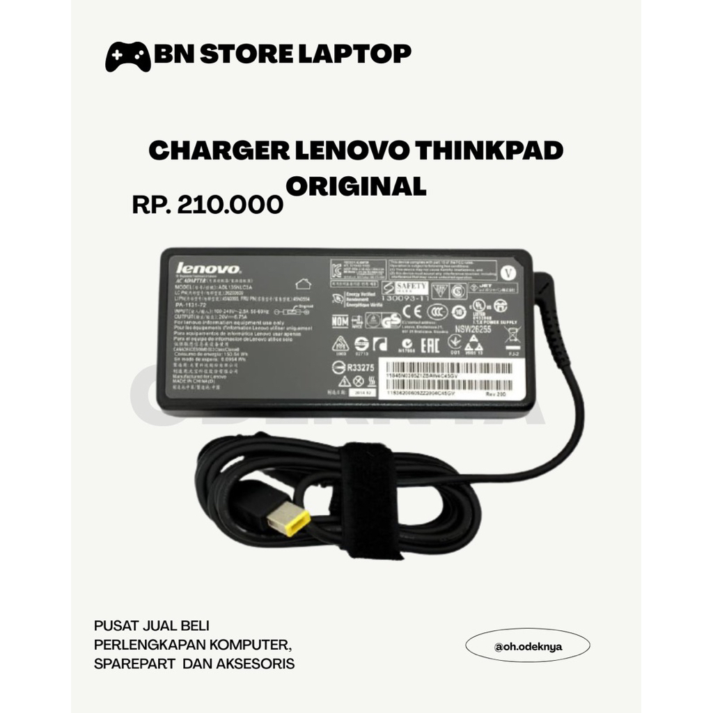 ADAPTOR Charger Laptop lenovo Thinkpad X240 X250 X260 X270