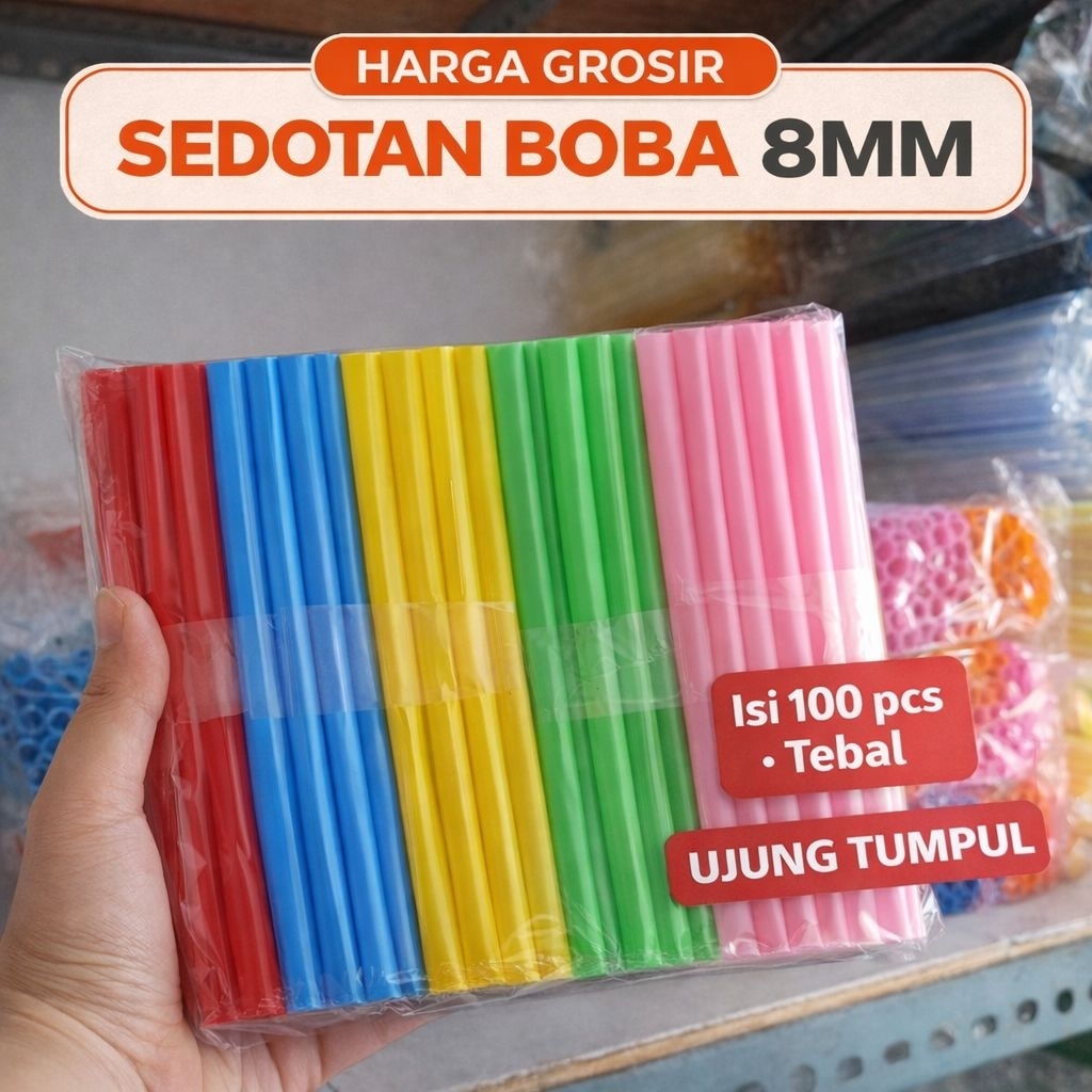 Sedotan Boba 8mm Ujung Tumpul Tebal | Cocok Usaha Minuman | Bisa Grosir | Ready Banyak