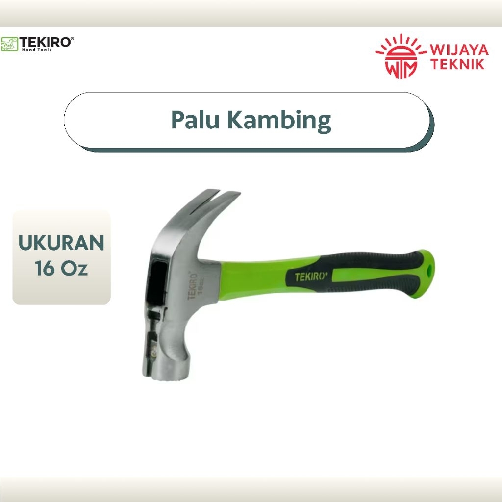 Tekiro Palu Kambing 16 Oz Claw Hammer Gagang Palu Besi Martil