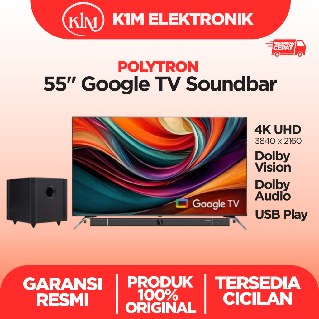 LED TV 55 inch Polytron 4K UHD Goggle tv Soundbar PLD-55BUG5058