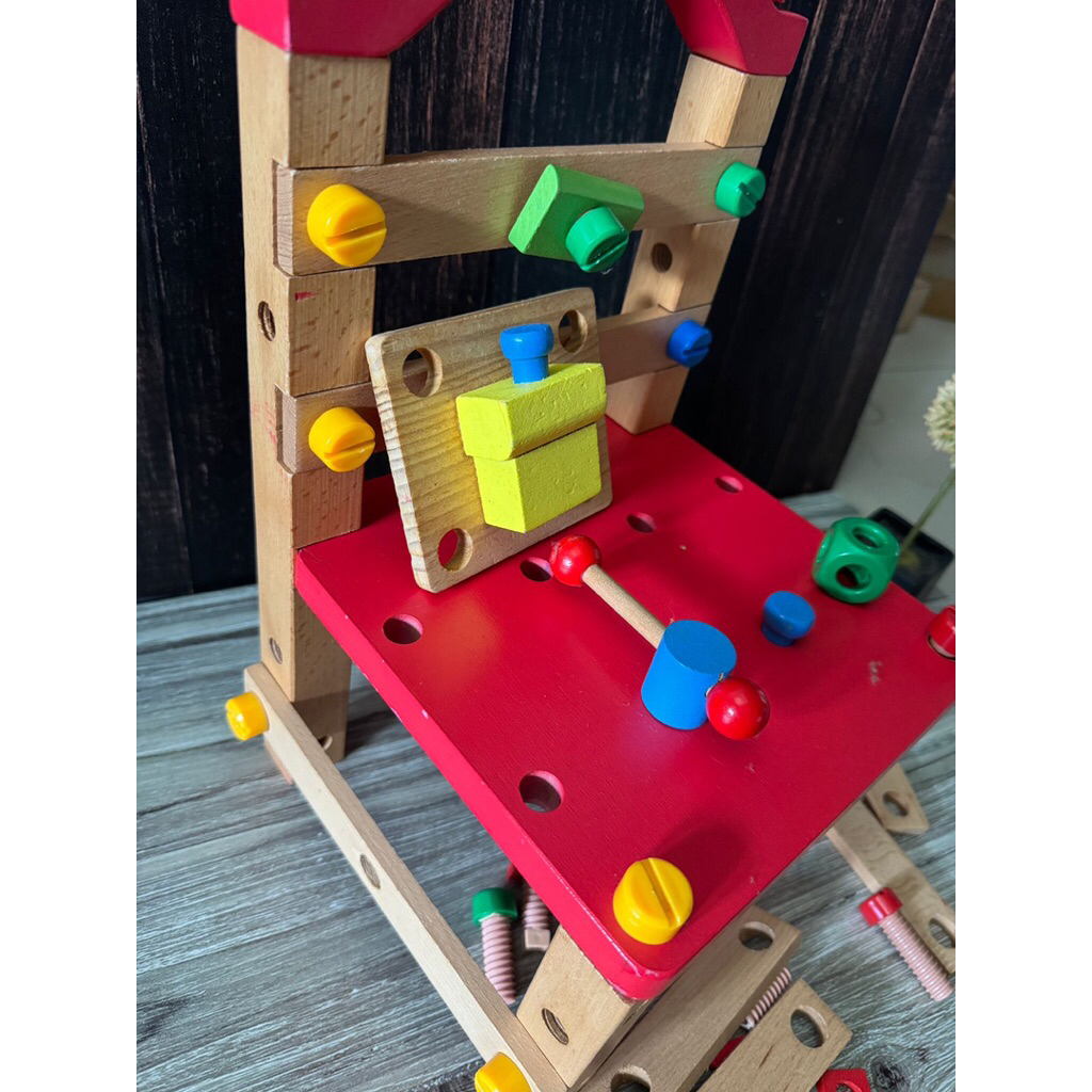 Mainan kursi Kayu DIY Bongkar pasang Second Preloved Bekas