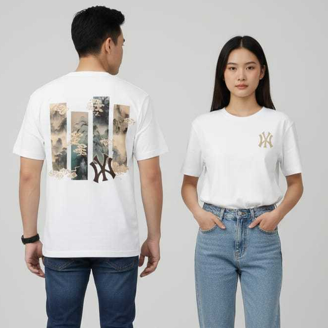 Kaos Dewasa Pria Wanita logo NY Bahan 100% katun