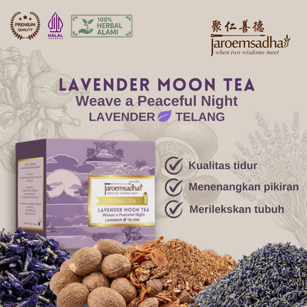 Lavender Moon Tea, Herbal Tea Insomnia, Tidur Tea by Jaroemsadha