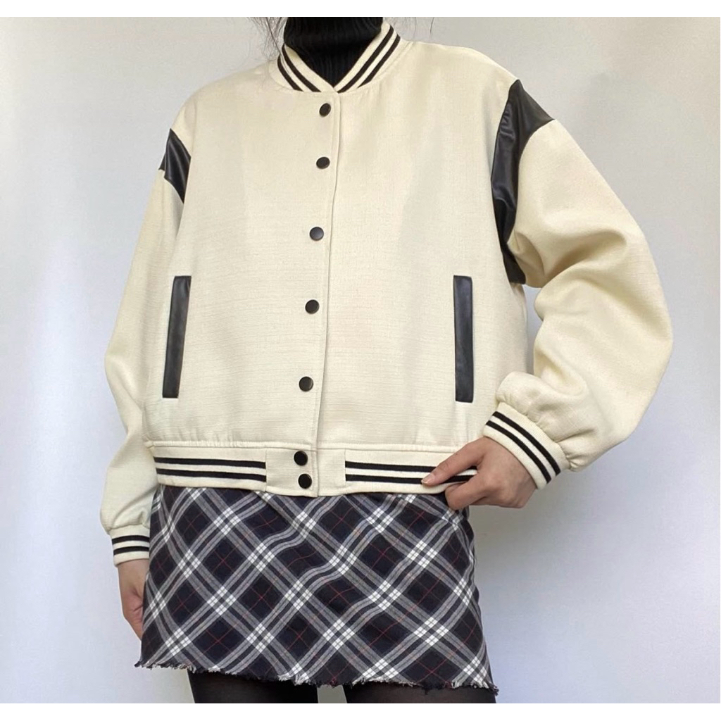 SecondFinds - Varsity Baseball Cropped Jacket | Korean Jacket