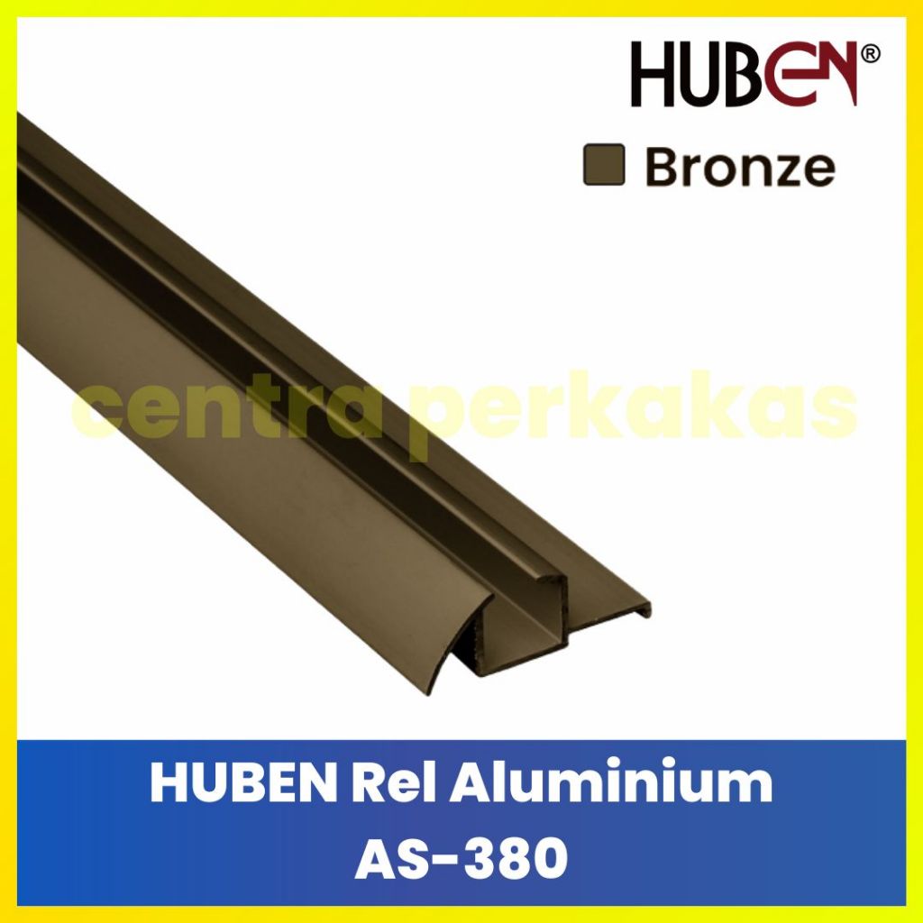 Huben AS-380 Rel Lemari Sliding Aluminium Profil U & M Aksesoris Pintu Geser Lemari Kayu