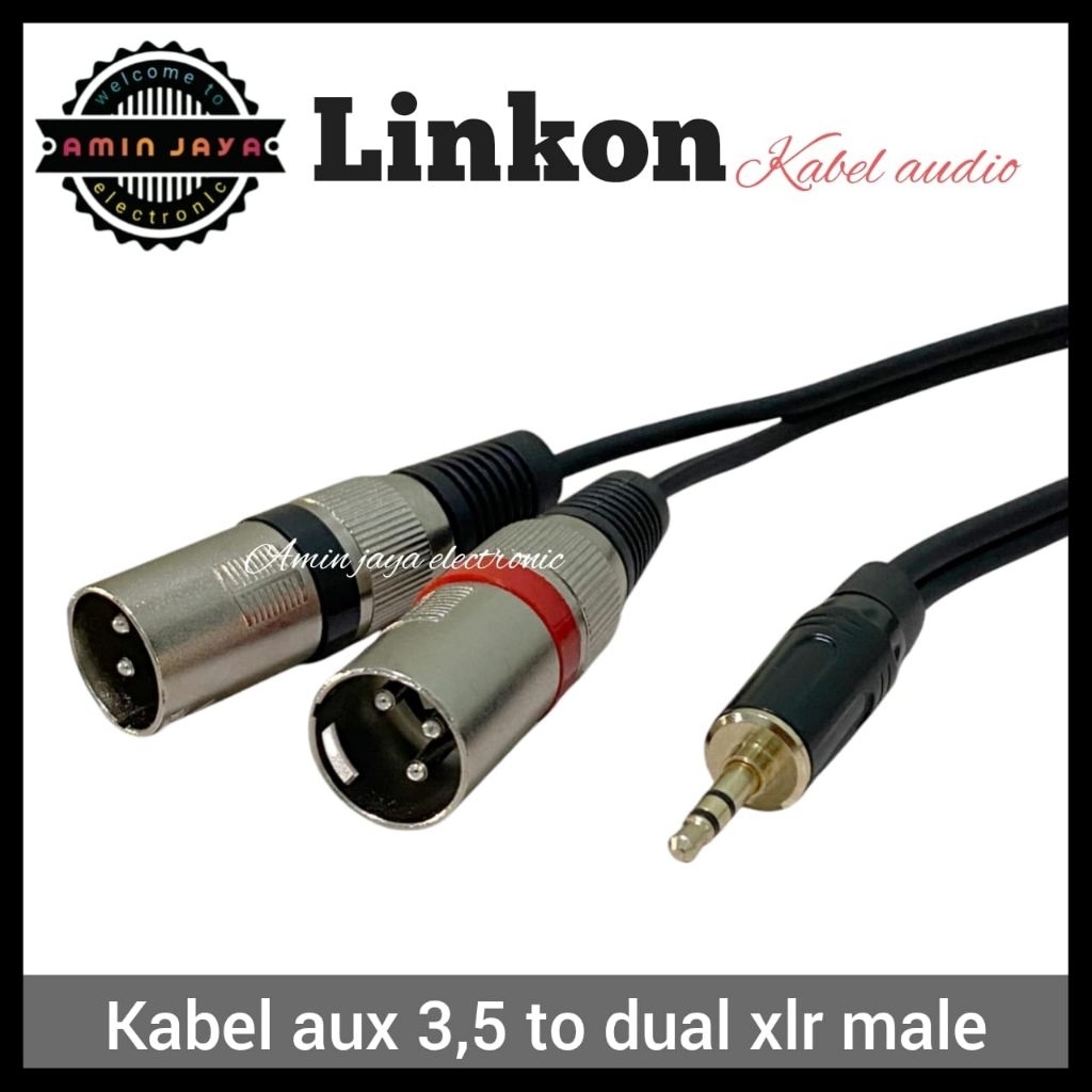 Kabel aux 3,5 to dual xlr male / kabel hp ke mixer