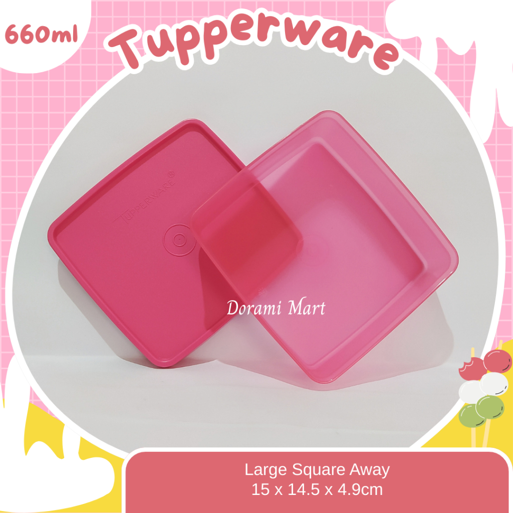 TUPPERWARE Large Square Away Kotak Makan Lunch Box Tempat Bekal Makanan Snack F