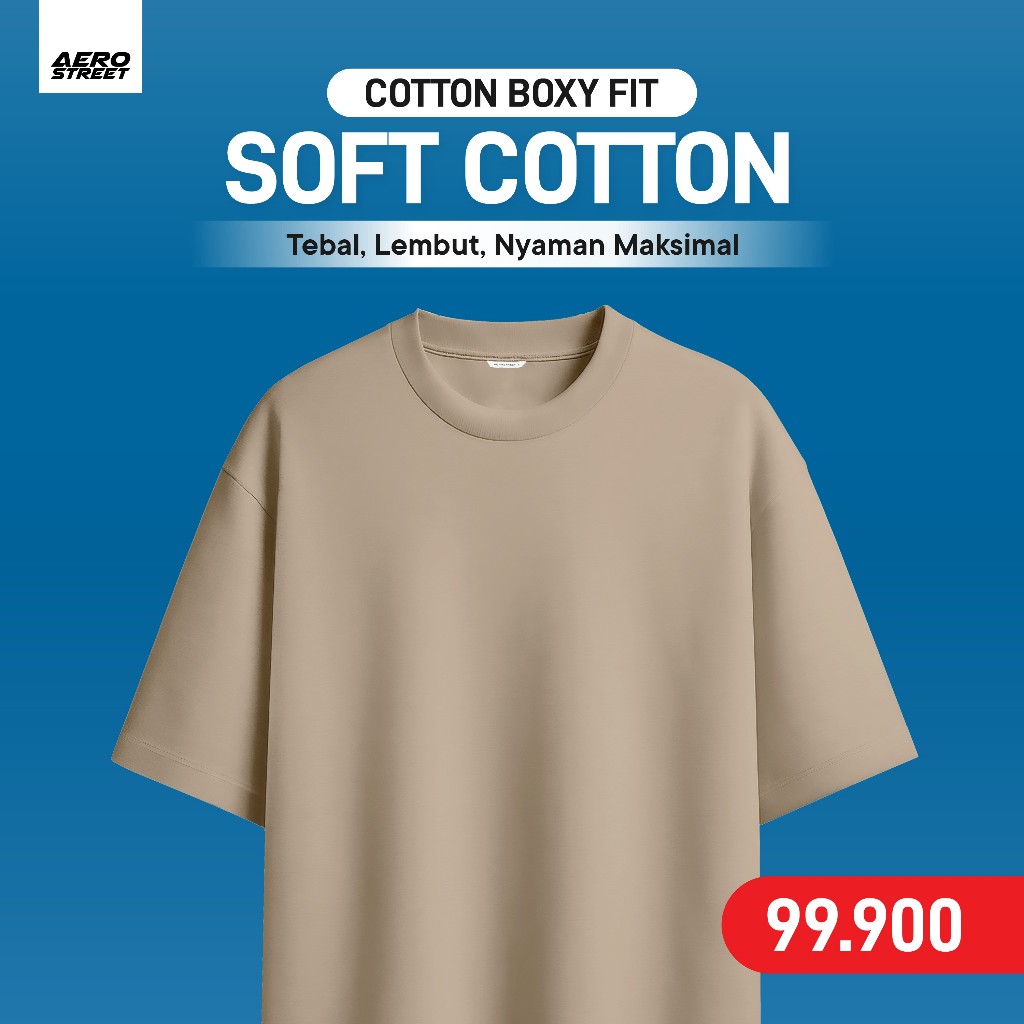 Aerostreet Zayn Kaos Pria Boxy Fit Light Brown T-shirt Cowok Men Casual Cotton Combed Premium Basic 