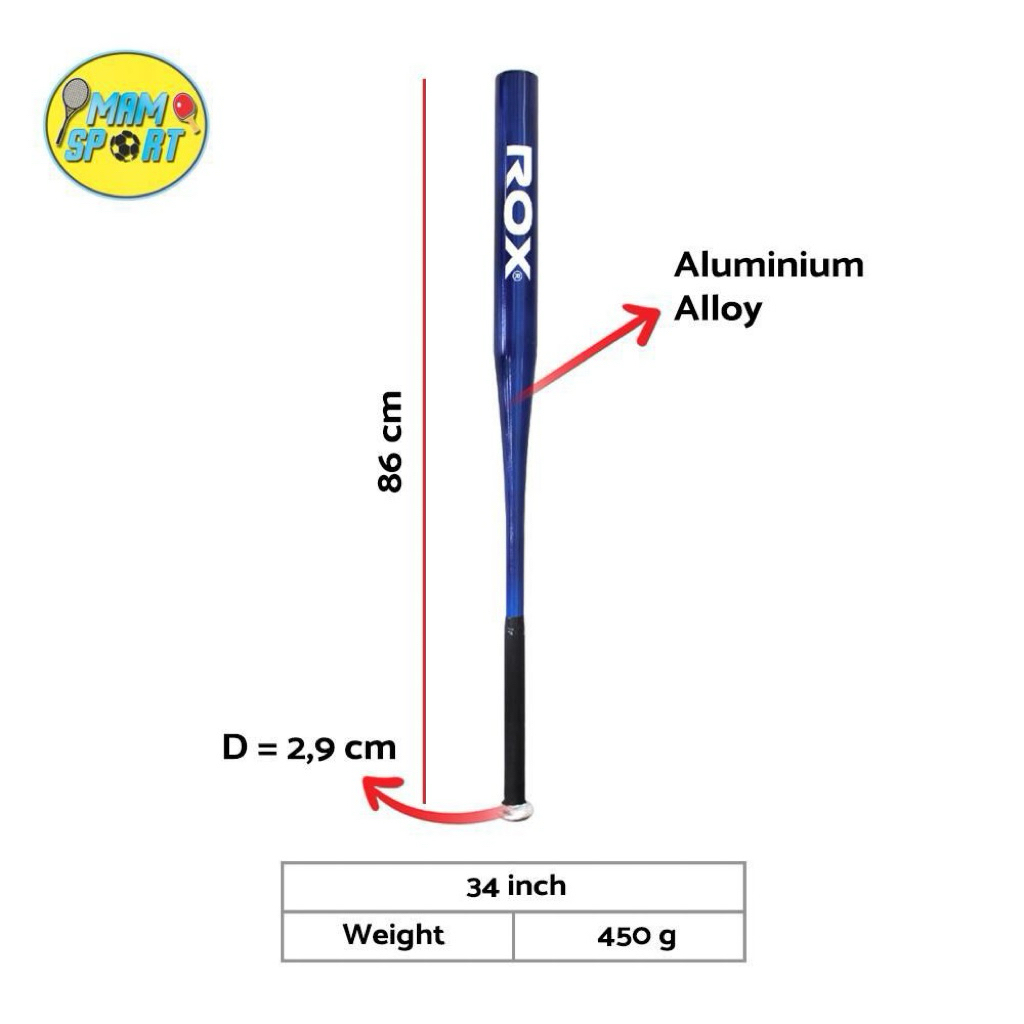 Stick Softball Tongkat Pemukul Softball Alumunium ROX DELUD 34Inch Original