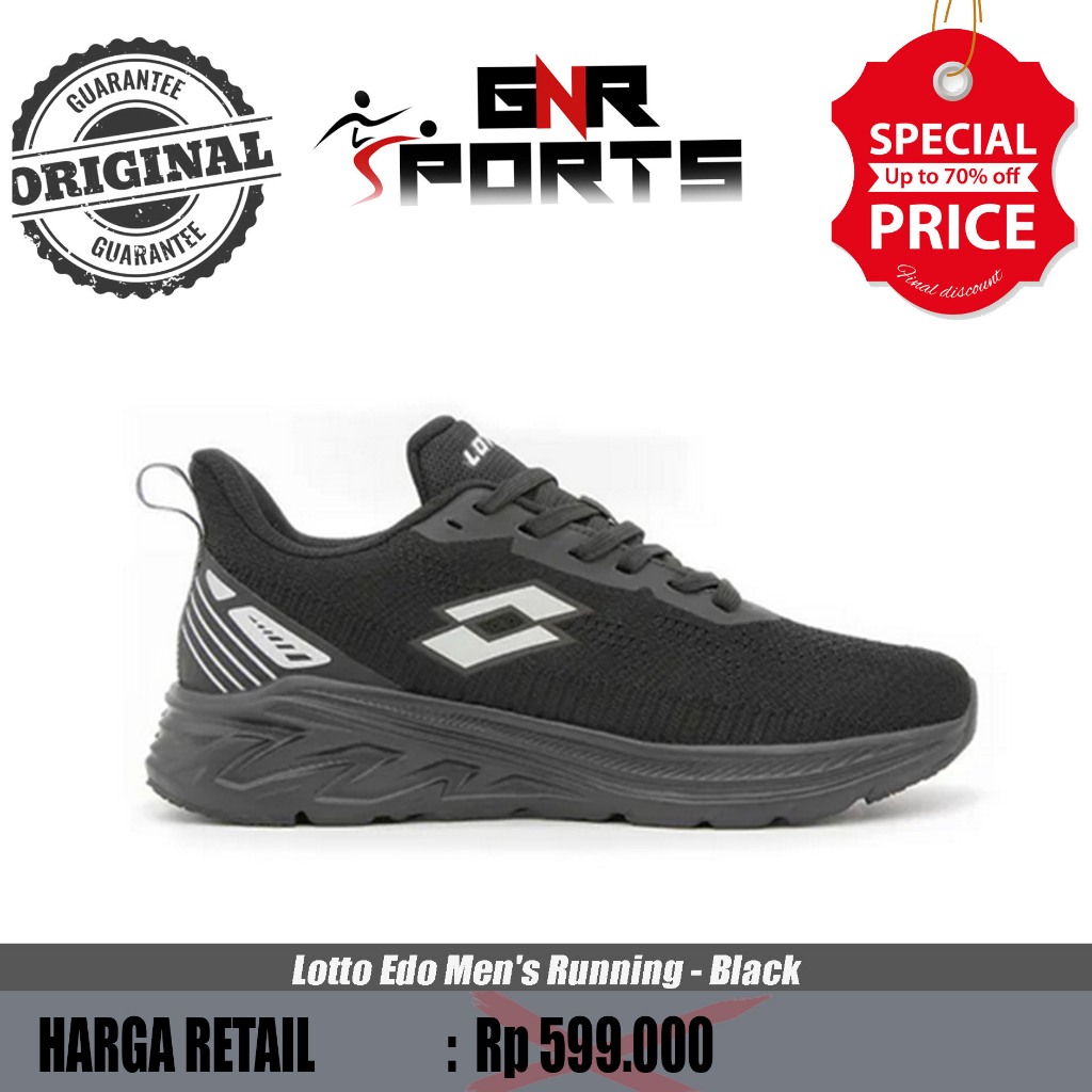 Sepatu Lotto Edo Men's Running - Black Original 100%