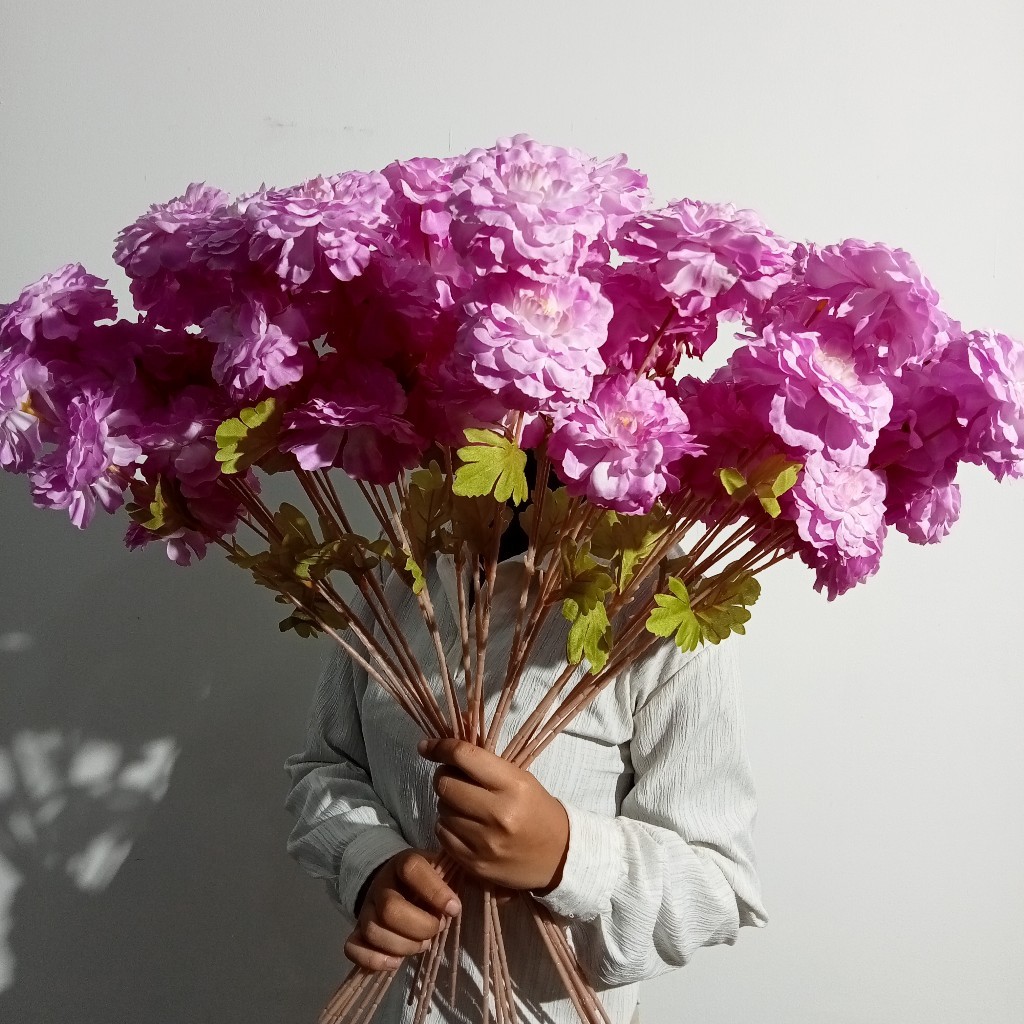 Bunga Artificial Dahlia Pompom Bunga Palsu Buatan Dekorasi Pelaminan Seserahan