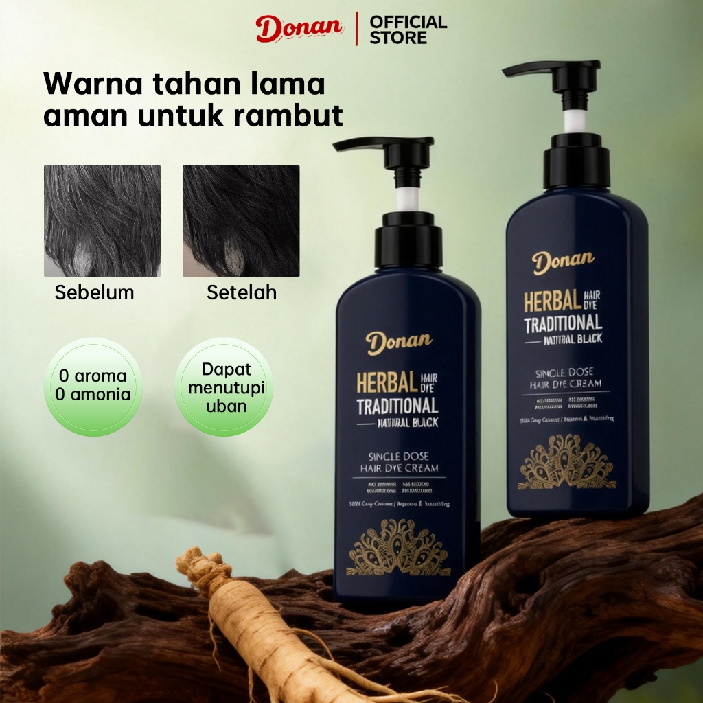 Hair Color Cream alami - Donan Pewarna Rambut Herbal Hitam semir rambut shampoo cat rambut tanpa ble