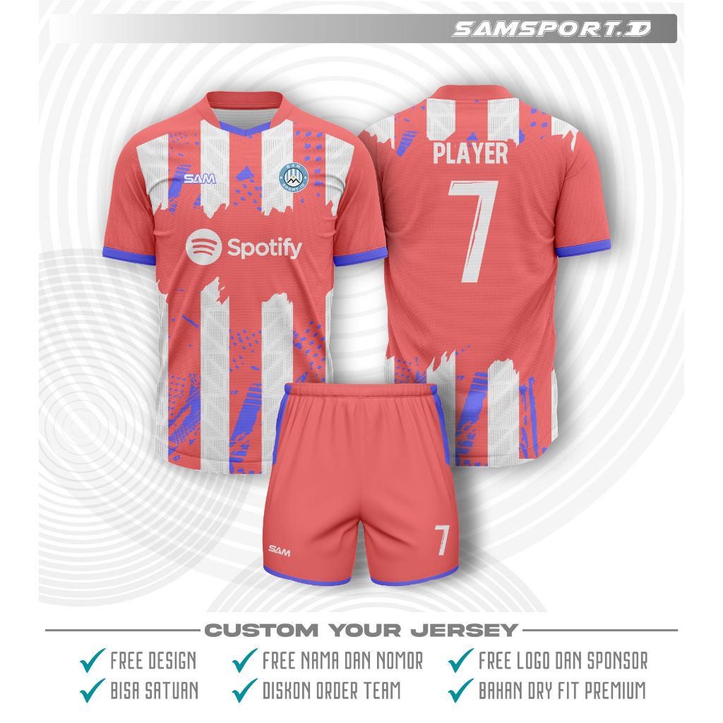 Jersey Bola Custom/Jersey Custom Nama Sendiri/Jersey bola Custom Murah/Jersey Printing Futsal/Baju F