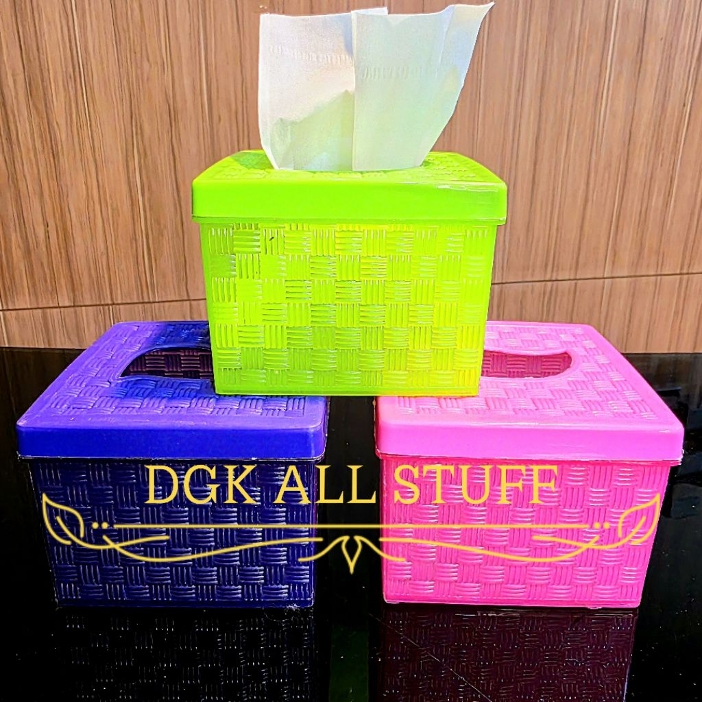 Kotak Tempat Tissue Tisue Tissu Tisu Box Persegi Segi Petak Kecil Motif Rotan Anyam Anyaman Tikar Ka
