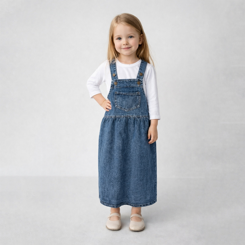 Overall Rok Jeans Panjang Anak 1-4 Tahun | Daliya Overall Rok Jeans | Gamis Anak Overall Jeans