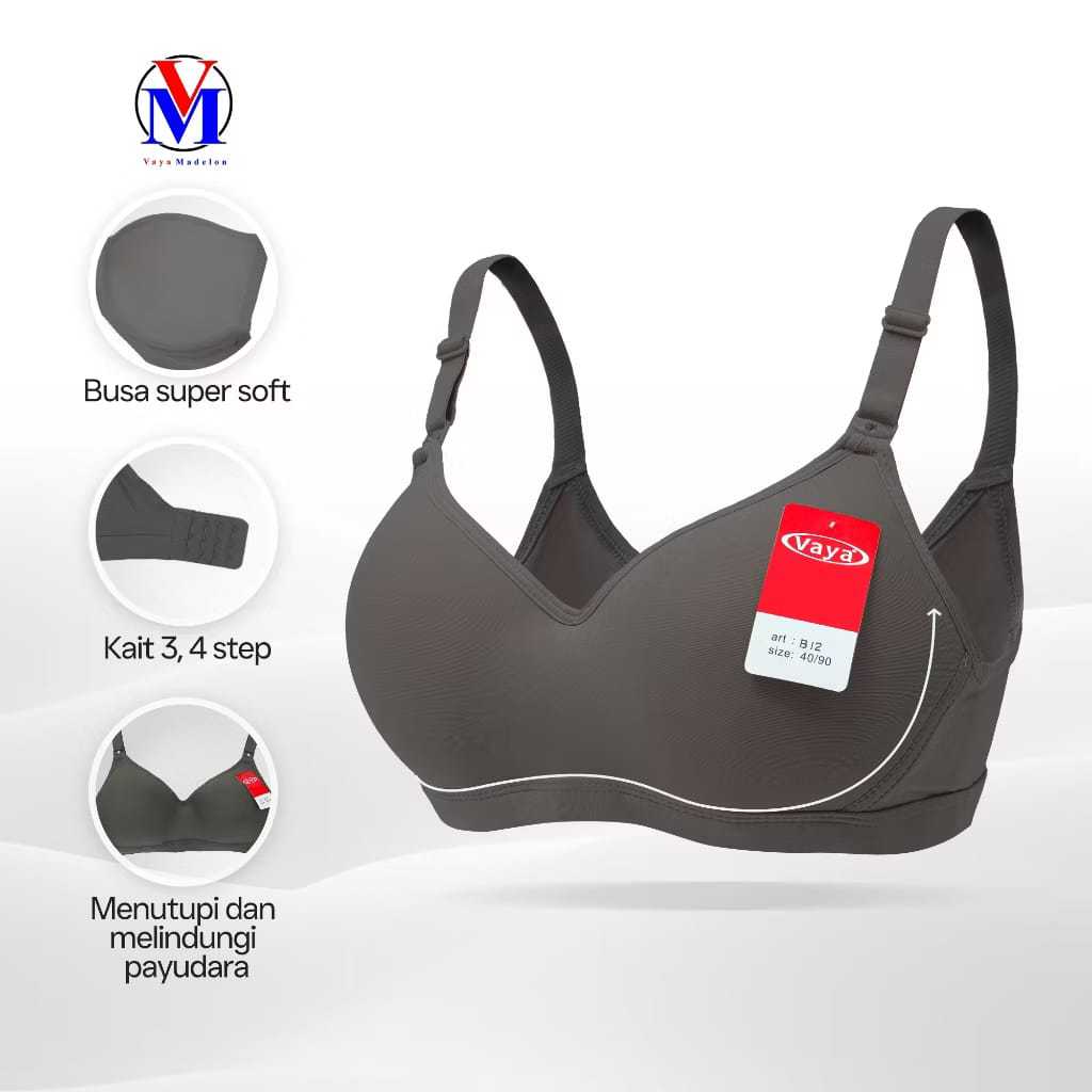 BH Vaya B12 | Bra Cup B Tanpa Kawat Busa Tipis Super Lembut