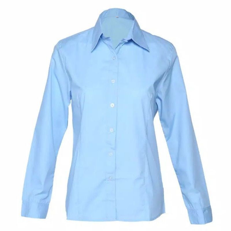 kemeja biru wanita polos ,kemeja pabrik wanita,blous wanita, kemeja biru telur asin,