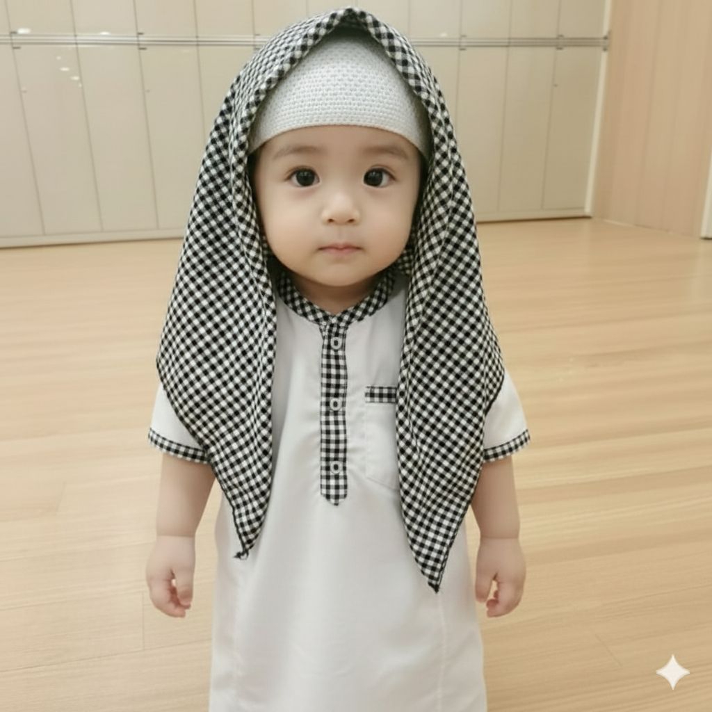 KOKO BAYI SET SORBAN  IGAL DAN PECI FULLSET JUBAH GAMIS BAYI 0-24 BULAN NEWBORN FOTO SHOOT