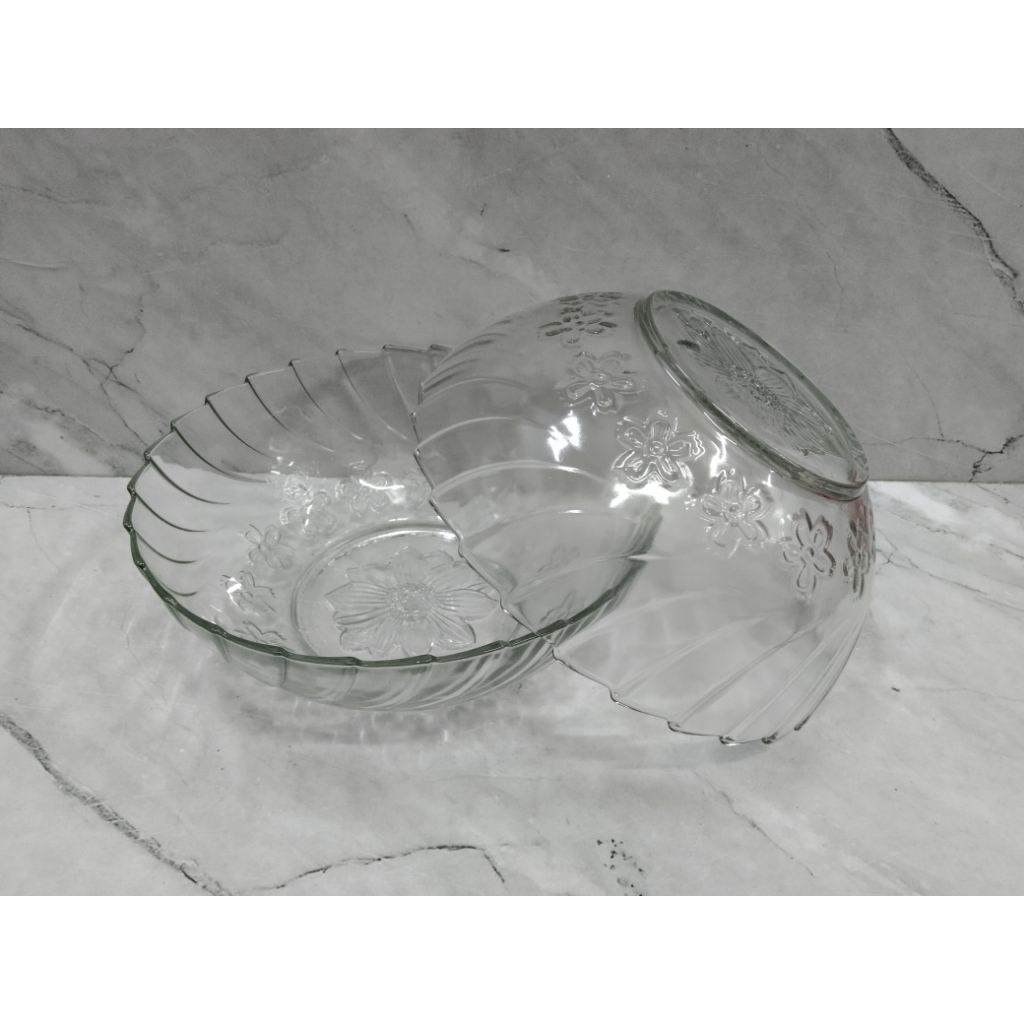 MANGKOK KACA BENING KEDAUNG 23 CM / MANGKOK LAUK / MANGKOK SUP - KEDAUNG