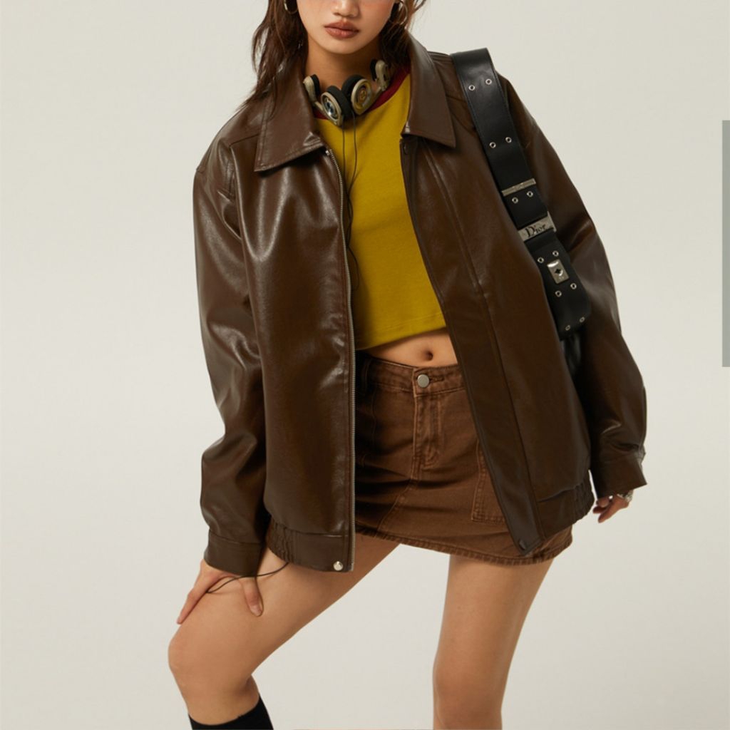 Jaket kulit wanita oversize kasual / oversize leather jackets wanita