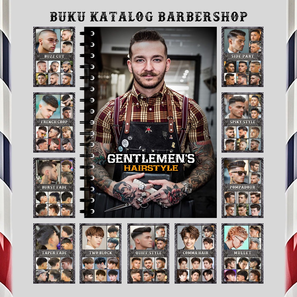 Buku Katalog Pangkas Rambut Pria Barbershop 16 Halaman Haircut Terlariss  Buku Wajib Barbershop - GH