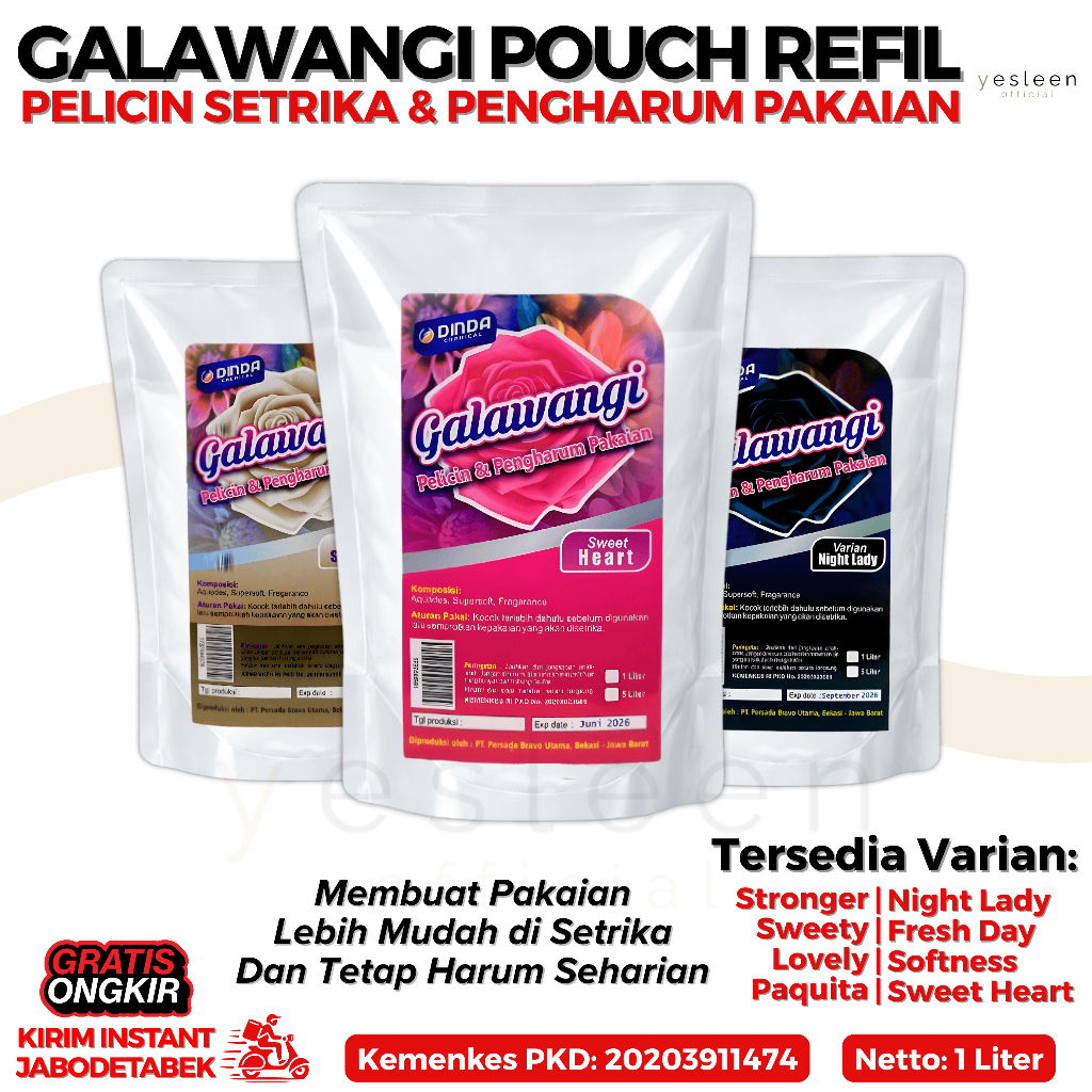 [POUCH] Parfum Laundry Galawangi Refill/Pouch | Pewangi & Pelicin Pakaian Laundry UK 1Liter All Vari