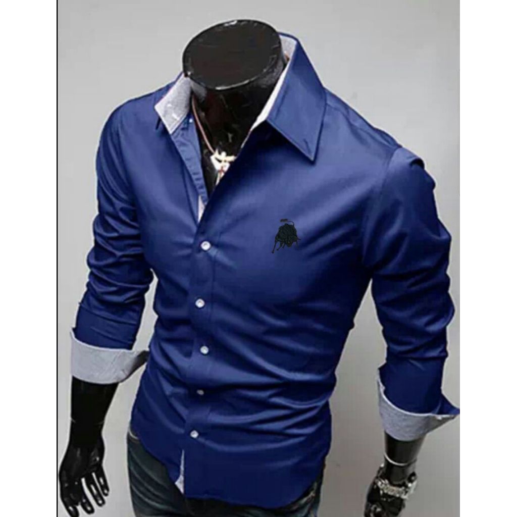 KEMEJA LAMBORGHINI BLUE LENGAN PANJANG KEM LAMBORGHINI KMJ LAMBORGHINI Pakaian pria baju lebaran Kem