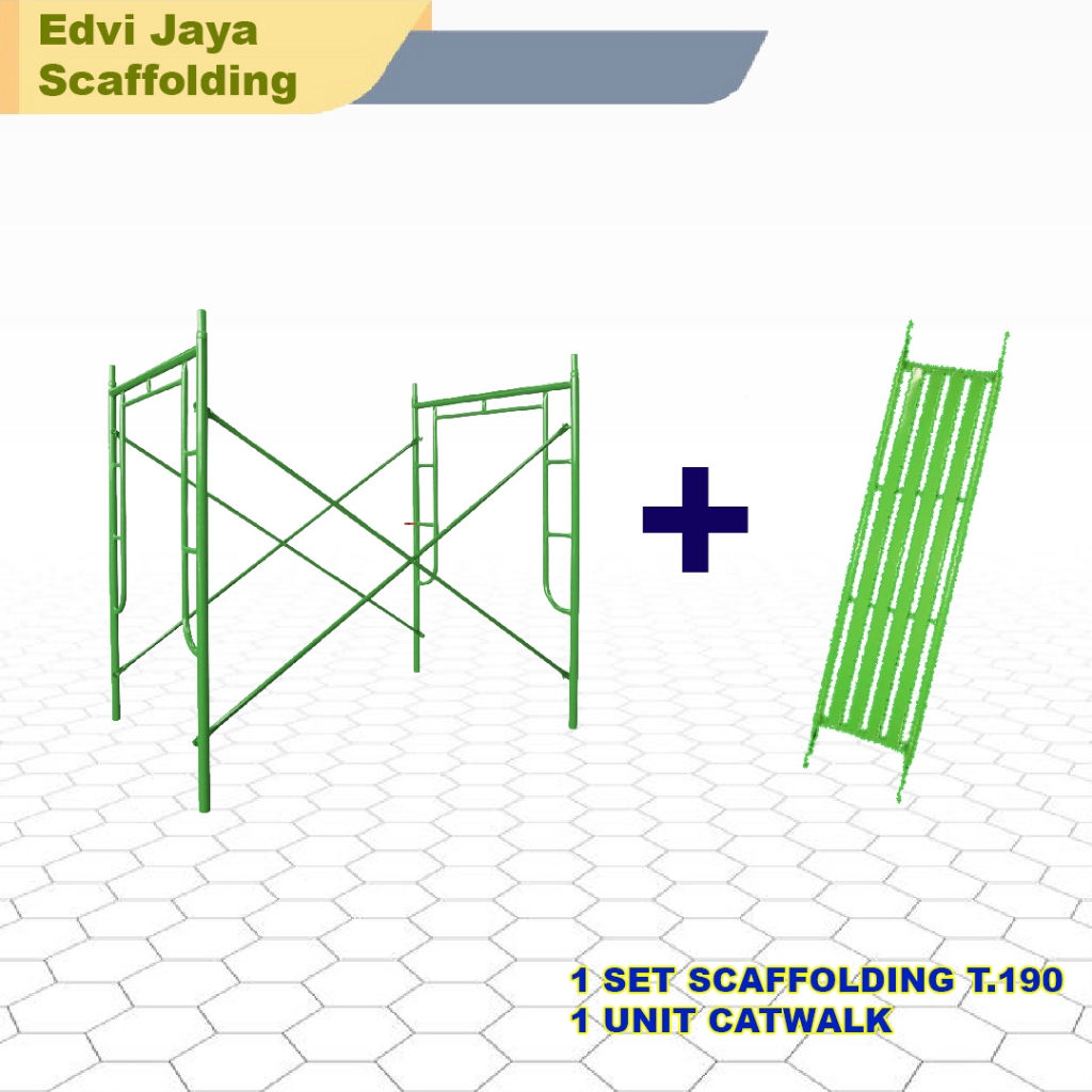 STEGER SCAFFOLDING KAPOLDING TINGGI 190 CM LENGKAP DENGAN CATWALK/INJAKAN STEGER