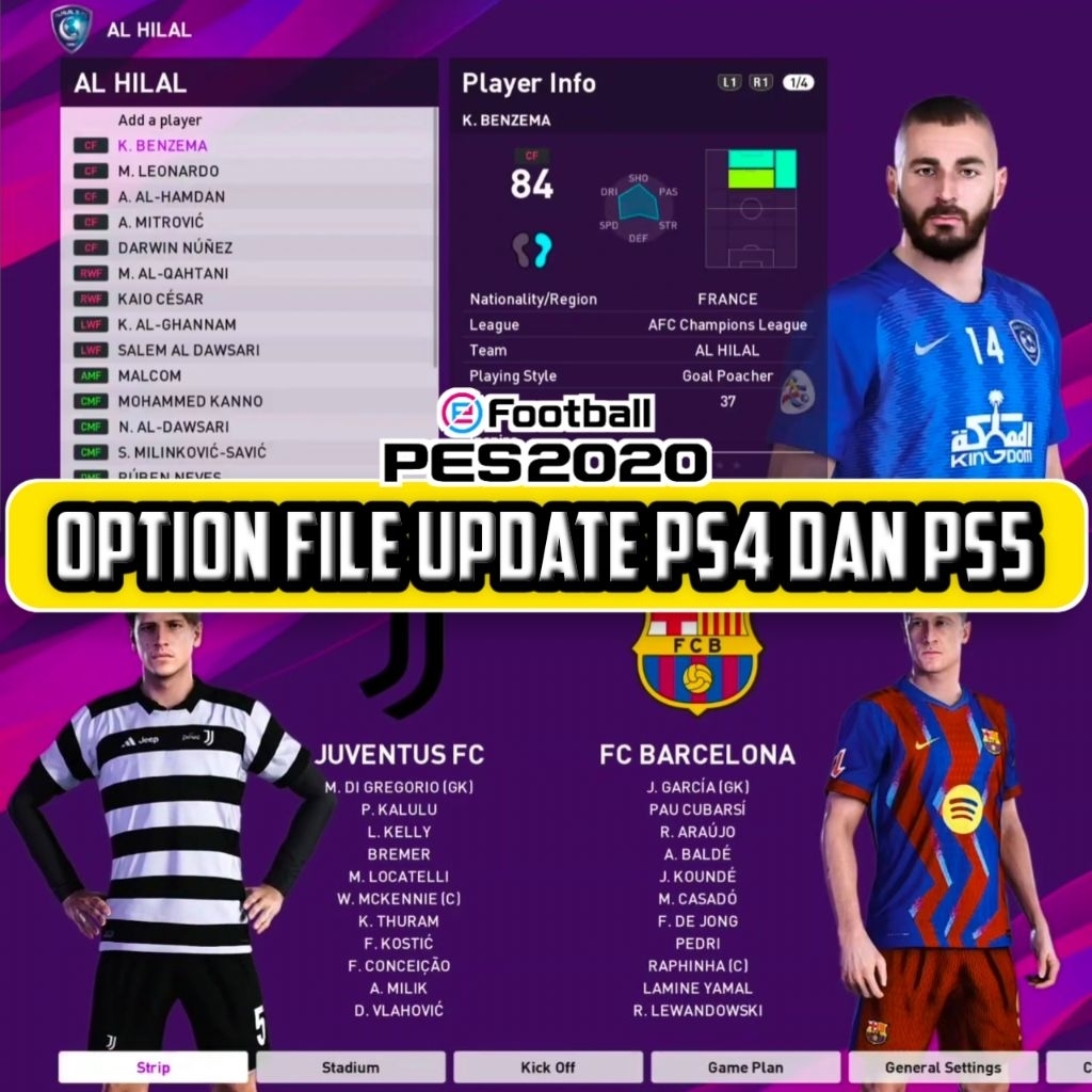 OPTION FILE PATCH PES 2020 UPDATE MARET 2026 PS4/PS5 ORIGINAL