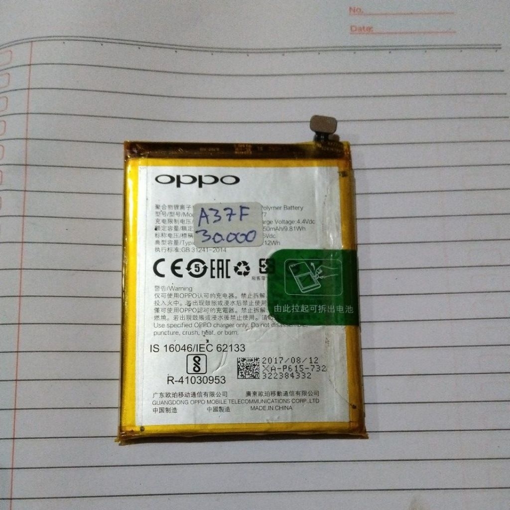 baterai original copotan oppo A37F tested