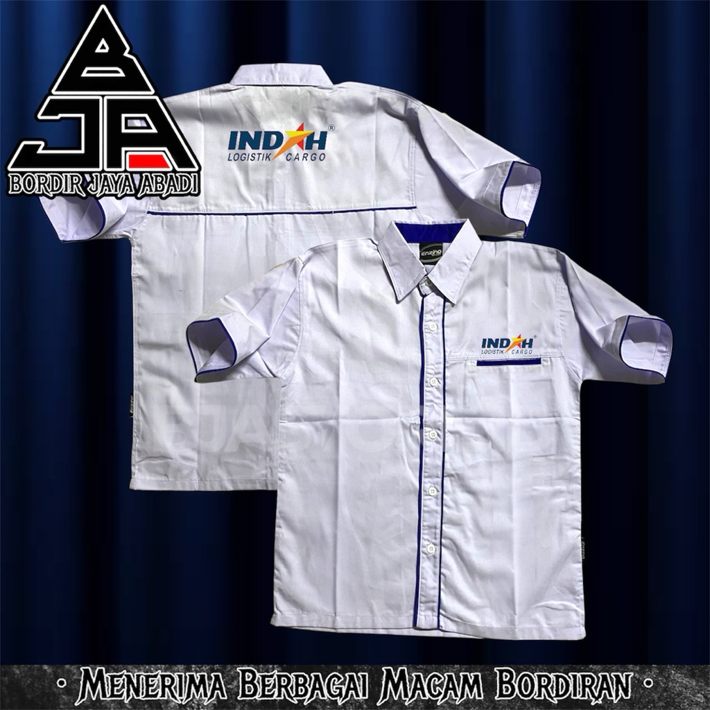 Kemeja Indah Logistik Cargo Putih Lis