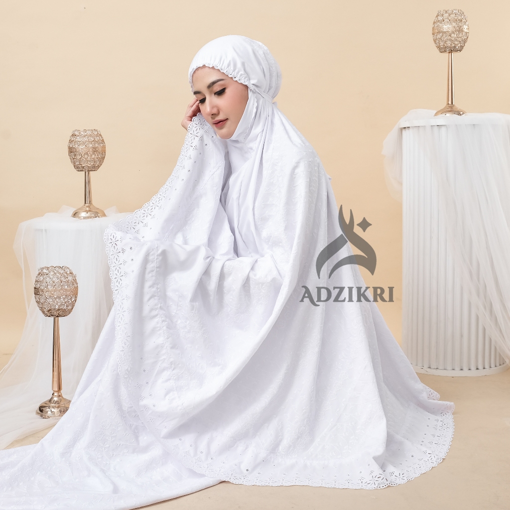 ADZIKRI - Mukena Dewasa Premium Khayra Katun Paris Menutup Dagu