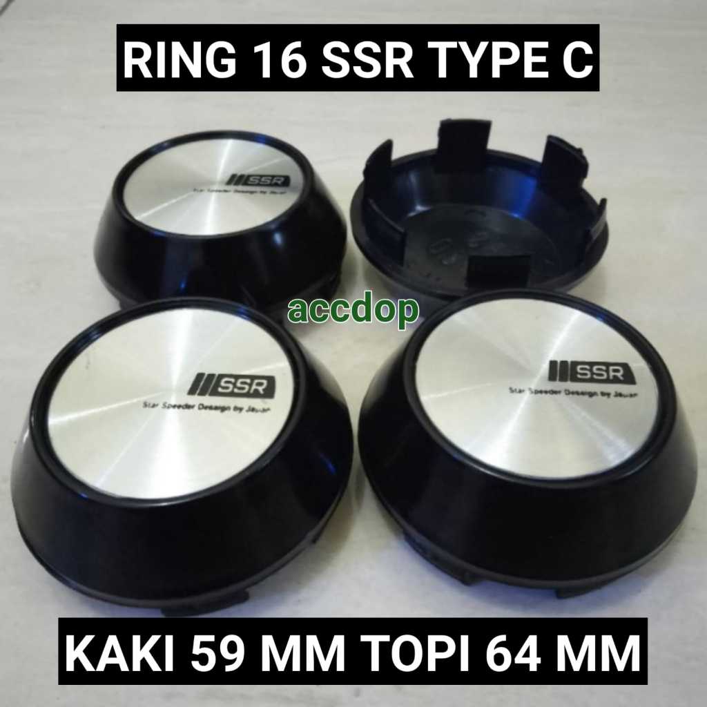 Dop Velg Racing Mobil Ring 16 SSR Type C Dengan Stiker Flat Alumunium