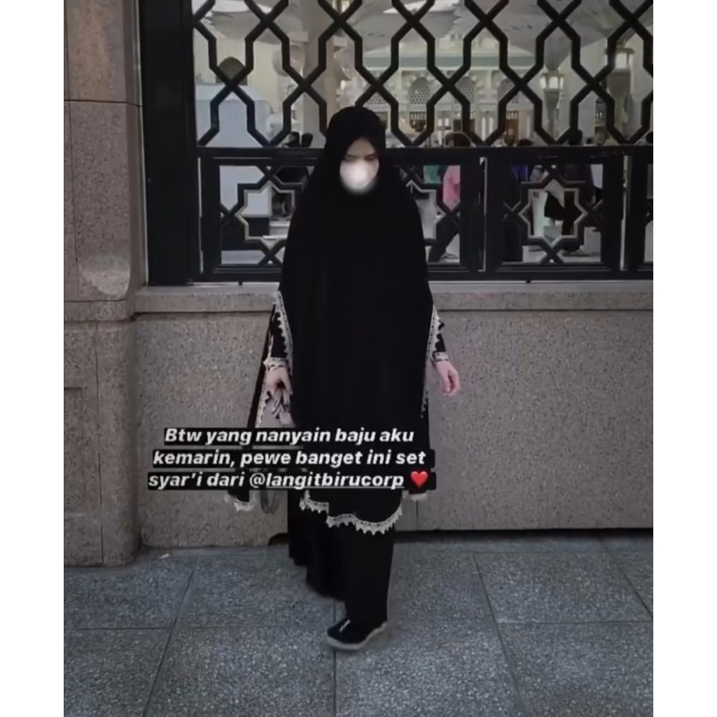 Preloved set Gamis hitam / jetblack Renda by Langitbiru khimar non pad