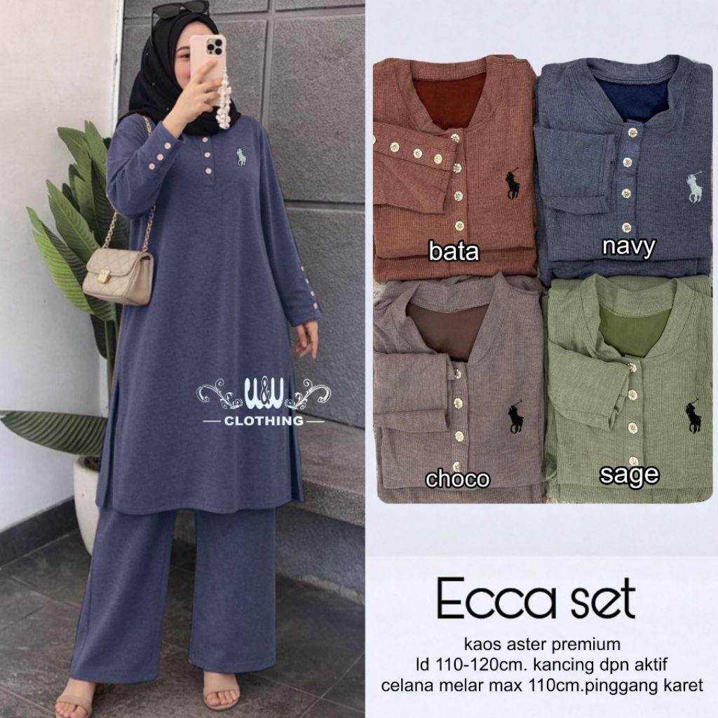 BAJU SETELAN WANITA SETCEL JEANS KEKINIAN ECCA SE BY W&W.CLOTHING ORIGINAL