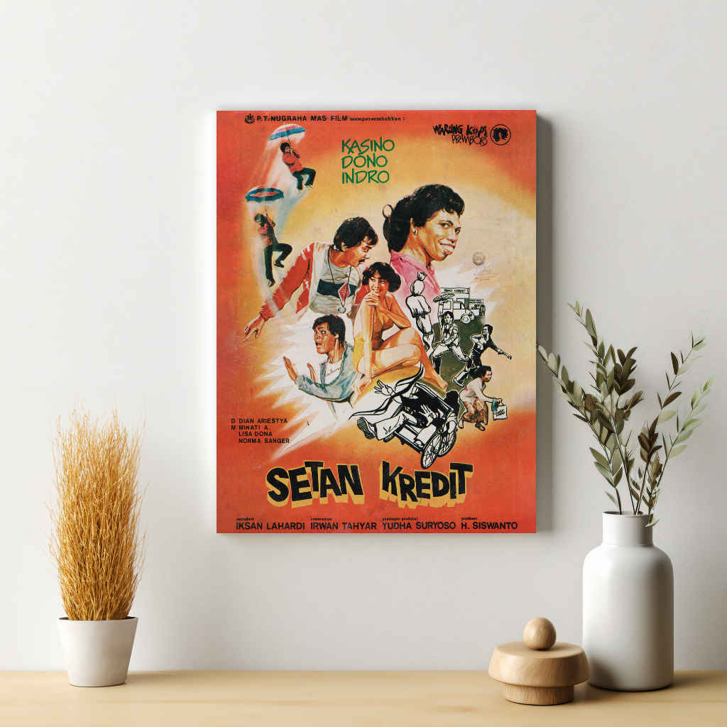 Poster Warkop DKI Setan Kredit 1982 Film Jadul Dono Kasino Indro Dekorasi Retro Hiasan Dinding
