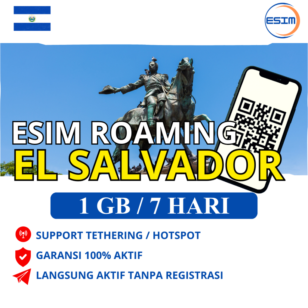 eSIM El Salvador 1 GB 7 Hari | eSIM Roaming El Salvador Langsung Aktif