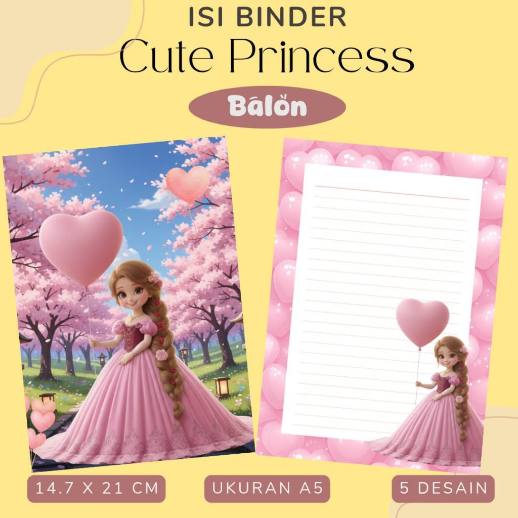 isi binder tema cute princess ukuran A5
