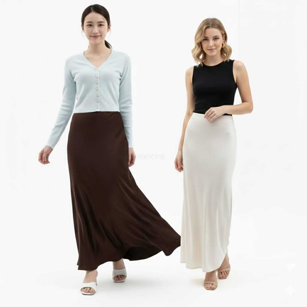 JALIMA Satin Silk Premium Skirt- Rok Satin A-Line