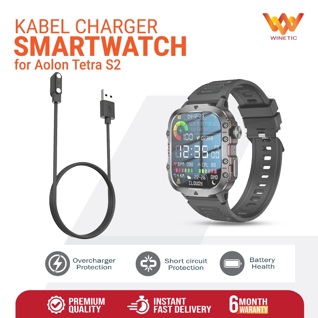 Kabel USB Charger Casan Smartwatch Jam Tangan Aolon Tetra S2 Magnetic Smart watch Type A Charging